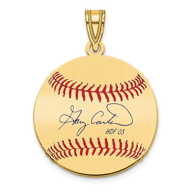 14k Gold Plated Gary Carter Signature Sm Enamel Baseball Pendant